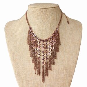 VCLM Copper Color Purple Rhinestones Vintage Necklace